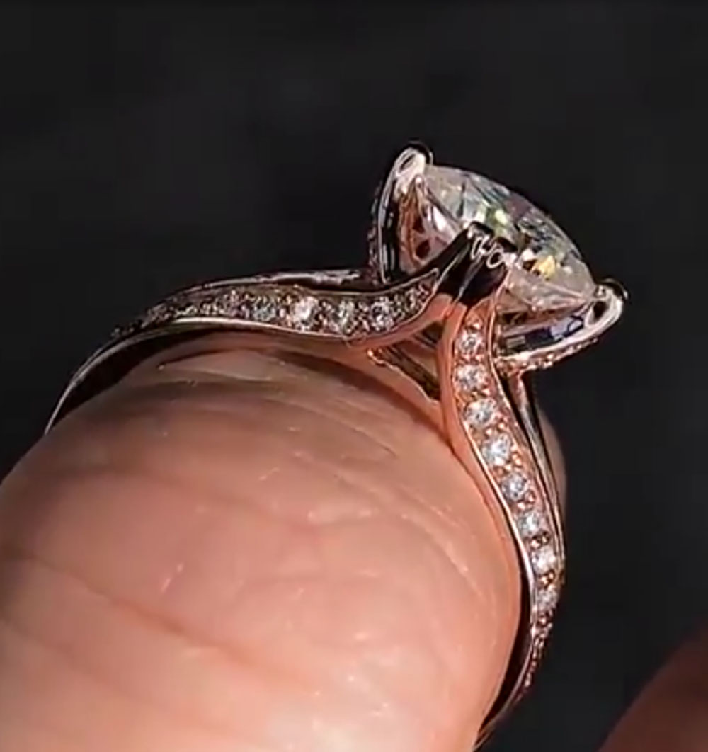 Moissanite Engagement Ring 1 Carat - 사용자 정의 솔리드 10K 로즈 골드