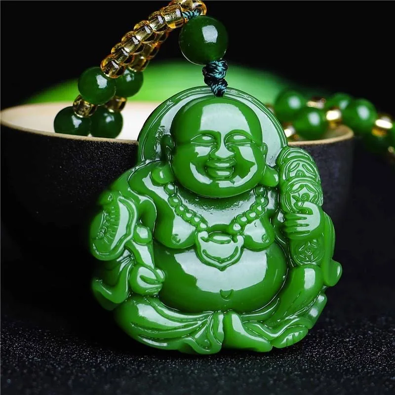 Necklaces - 중국 녹색 옥 Maitreya 부처님 펜던트