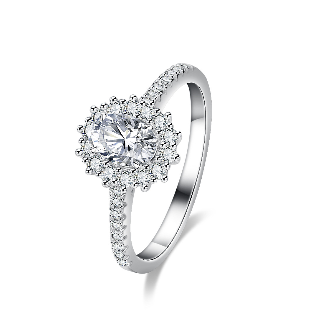 Moissanite Engagement Ring 1 Carat - 여성을 위한 에일리언 모이사나이트 반지, 18K