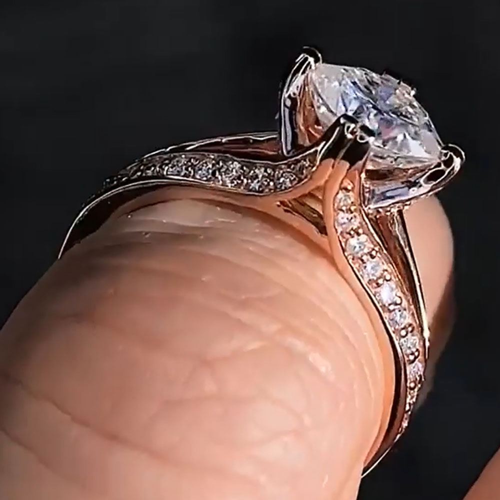 사용자 정의 솔리드 10K 로즈 골드 여성 웨딩 파티  - Moissanite Engagement Ring 1 Carat 리뷰 및 가격