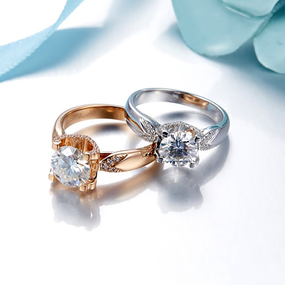 맞춤형 솔리드 18K Au750 화이트 골드 반지 여성 - Moissanite Engagement Ring 1 Carat 리뷰 및 가격