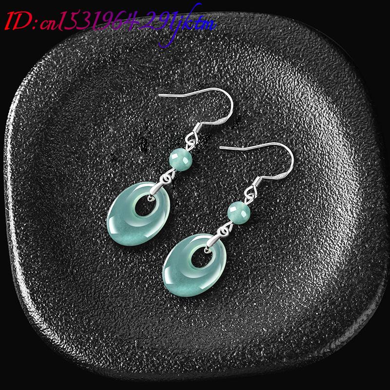 미얀마 비취 반지 귀걸이 925 실버 여성용 선물 천연 - Earrings 리뷰 및 가격