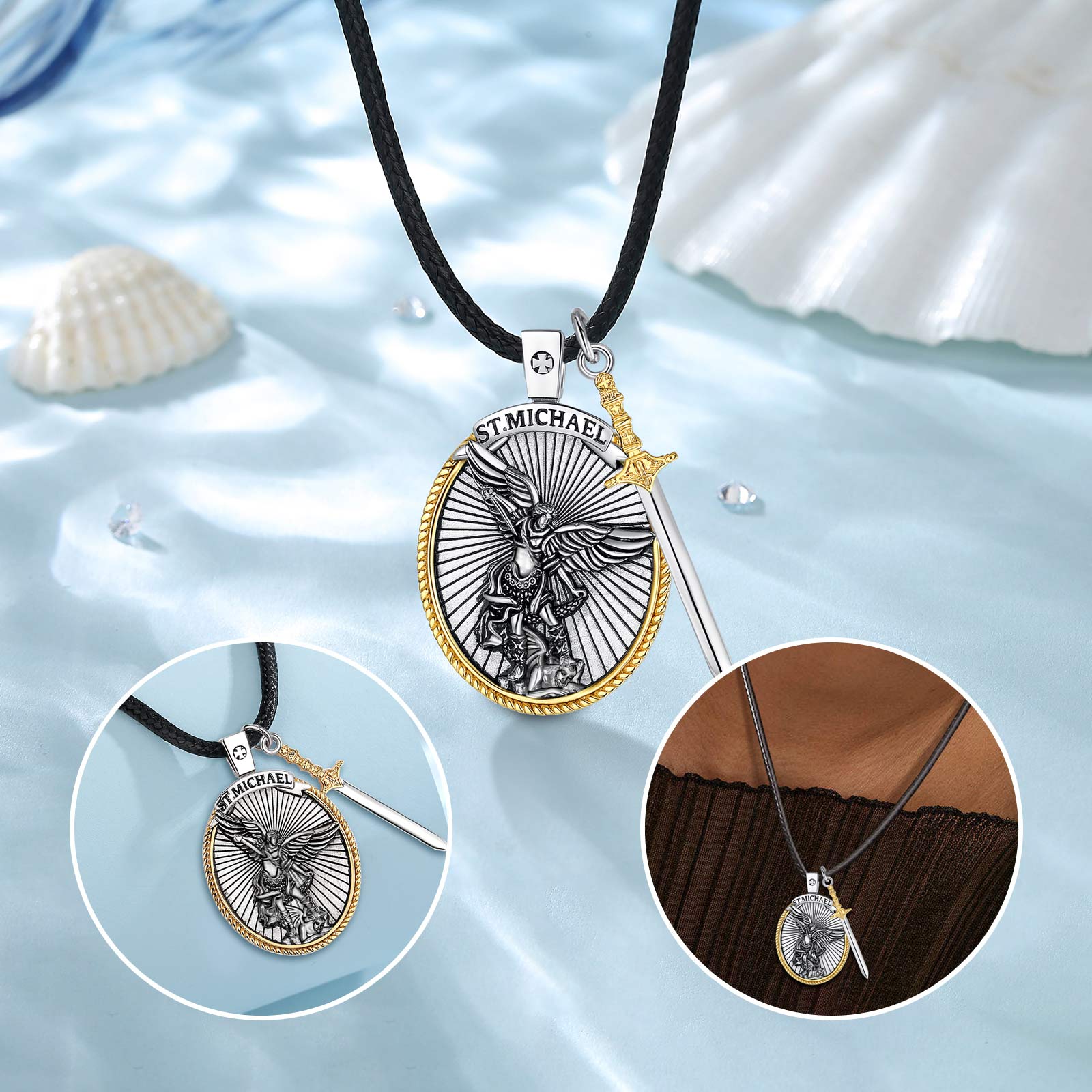 유도라 925 스털링 실버 세인트 마이클 대천사 목걸이 - 925 Sterling Silver Chain Necklace Men 리뷰 및 가격