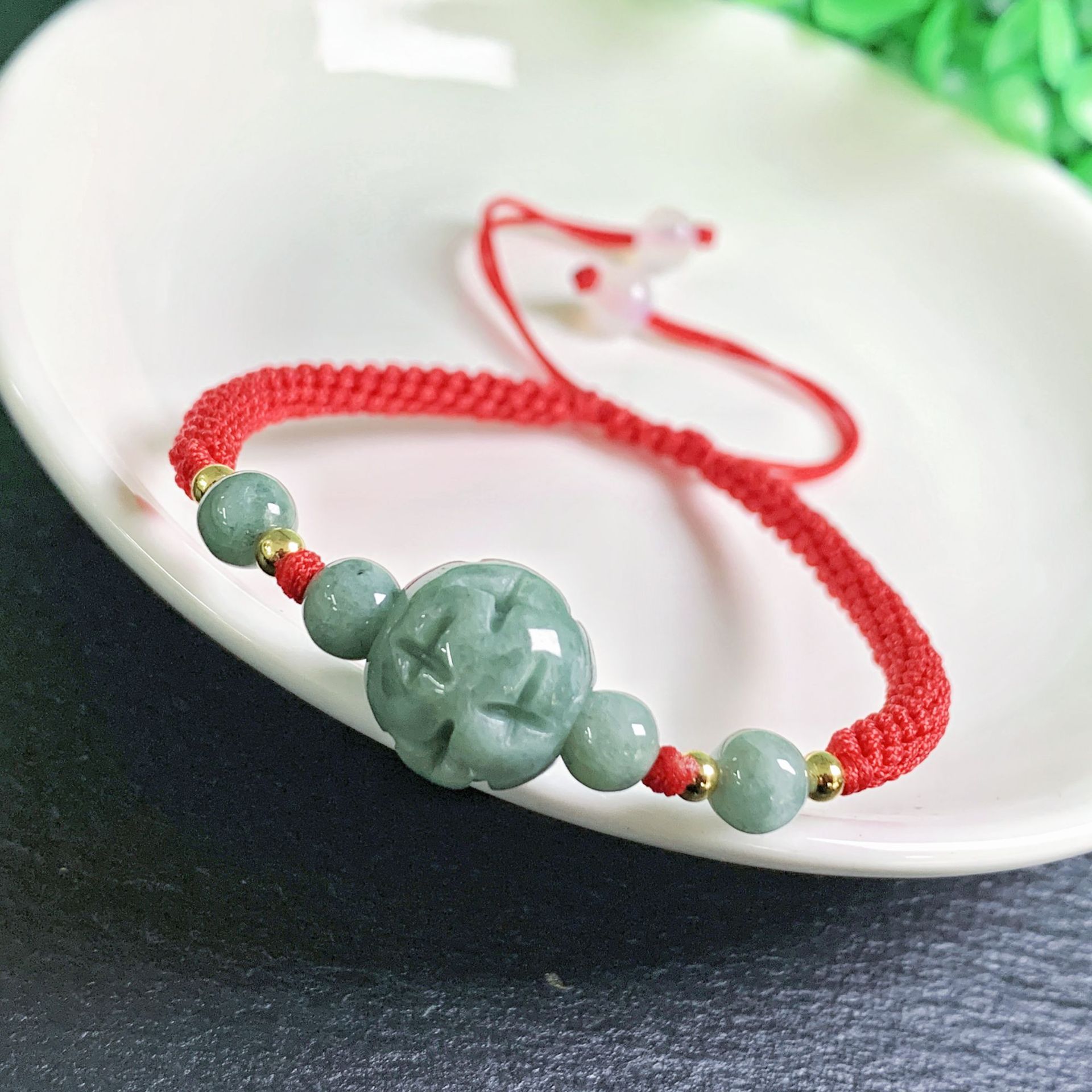 미얀마 경옥 조각 비드 팔찌 천연 버마 옥 진짜 보석  - Bracelets 리뷰 및 가격