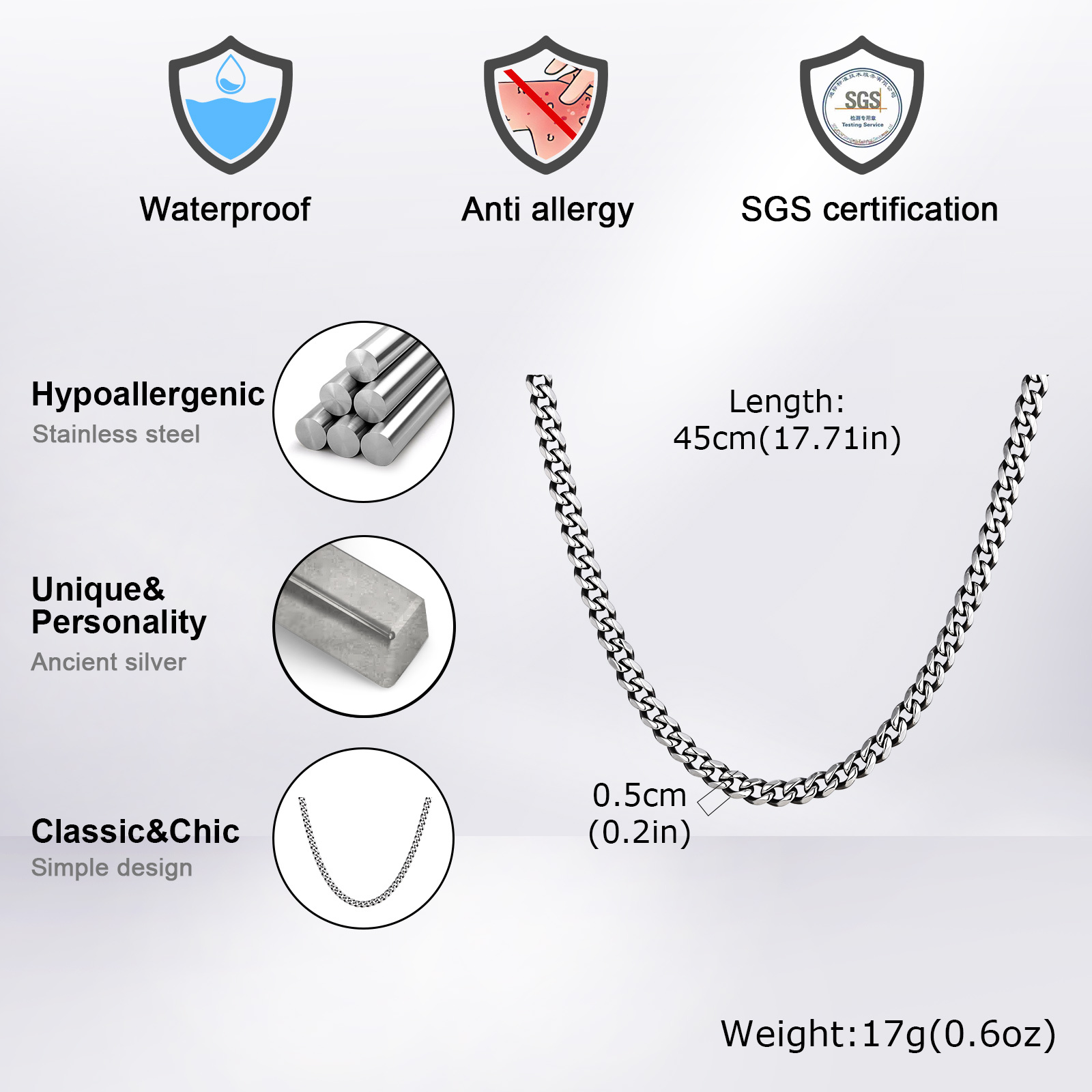 남녀공용 클래식 펑크 쿠바 체인 목걸이, 스테인리스 스 - Cuban Link Chain 12Mm 리뷰 및 가격