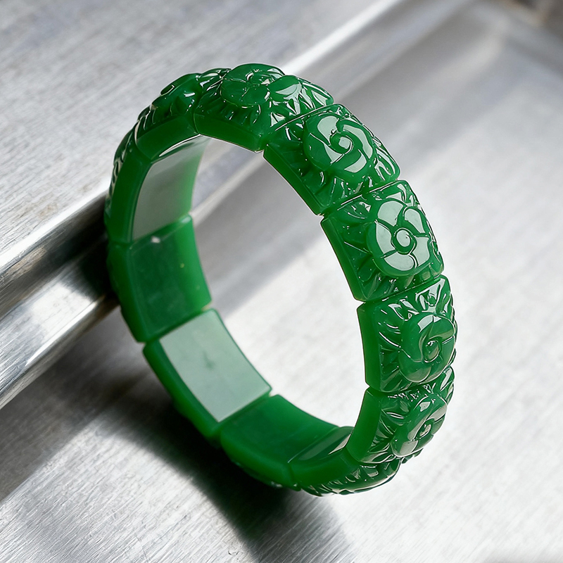 진짜 옥 꽃 팔찌 디자이너 빈티지 천연 보석 여성용 선 - Bracelets 리뷰 및 가격