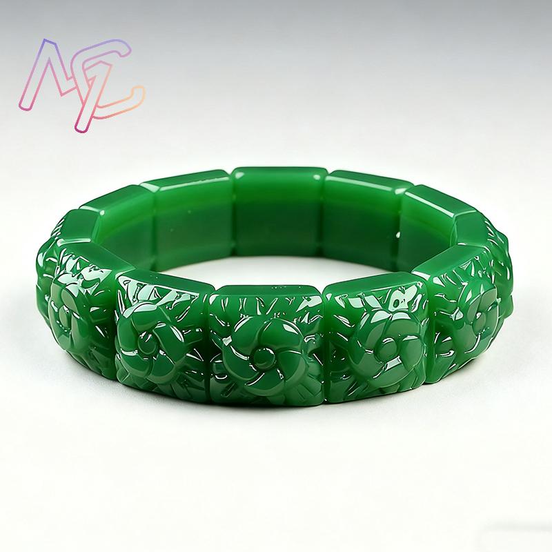 진짜 옥 꽃 팔찌 디자이너 빈티지 천연 보석 여성용 선 - Bracelets 리뷰 및 가격
