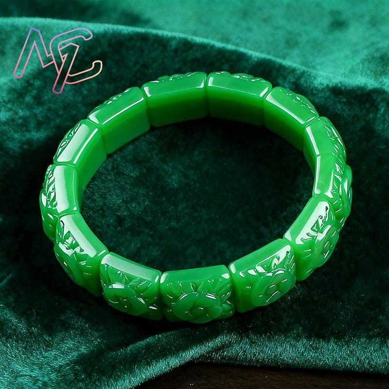 진짜 옥 꽃 팔찌 디자이너 빈티지 천연 보석 여성용 선 - Bracelets 리뷰 및 가격