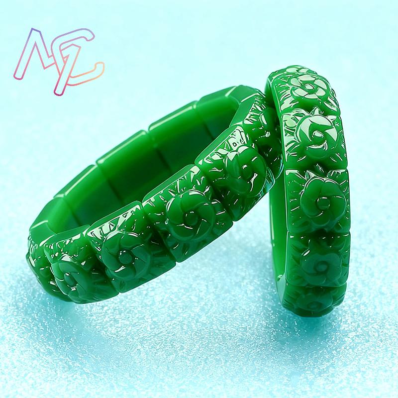 진짜 옥 꽃 팔찌 디자이너 빈티지 천연 보석 여성용 선 - Bracelets 리뷰 및 가격